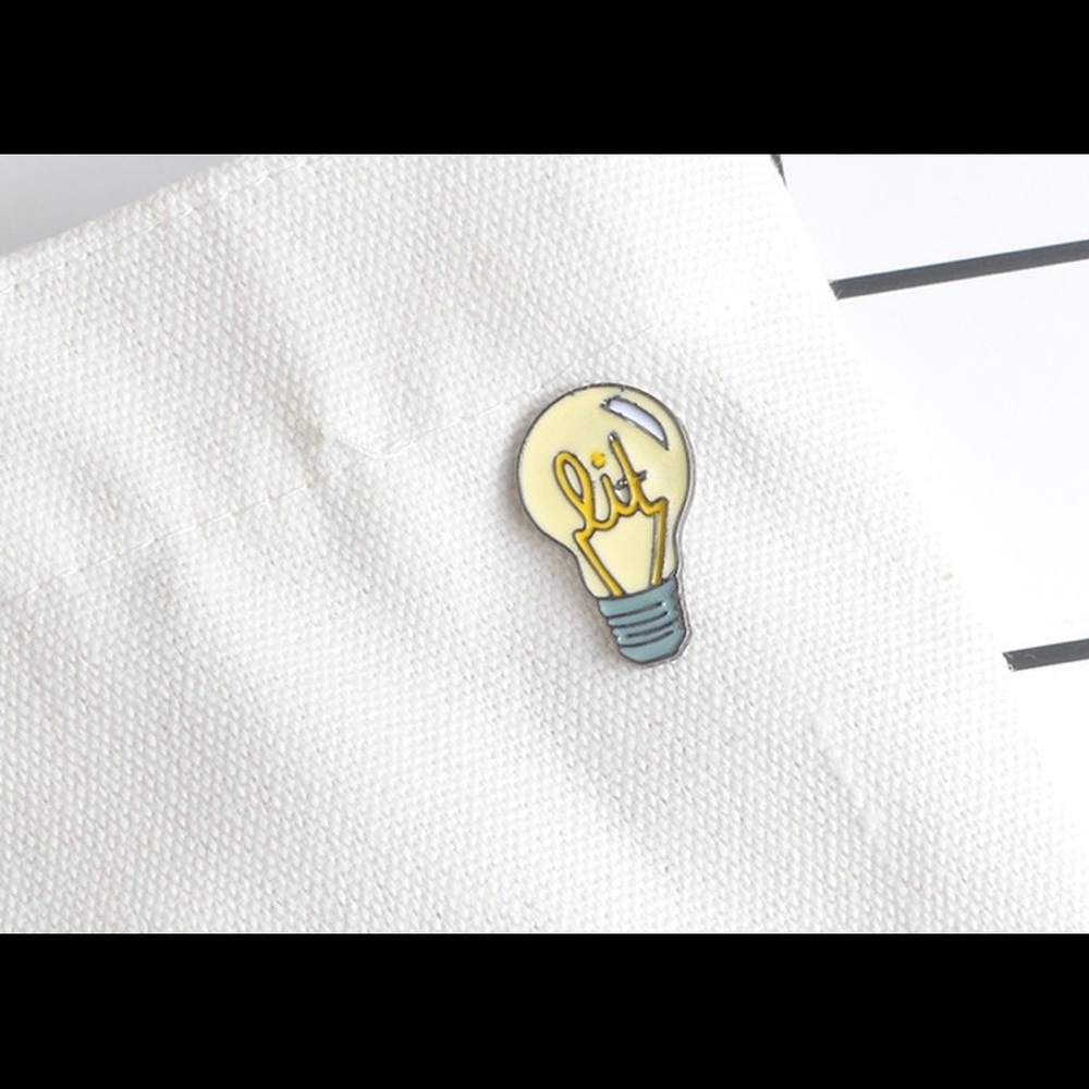 “LIT” lightbulb fashion pin